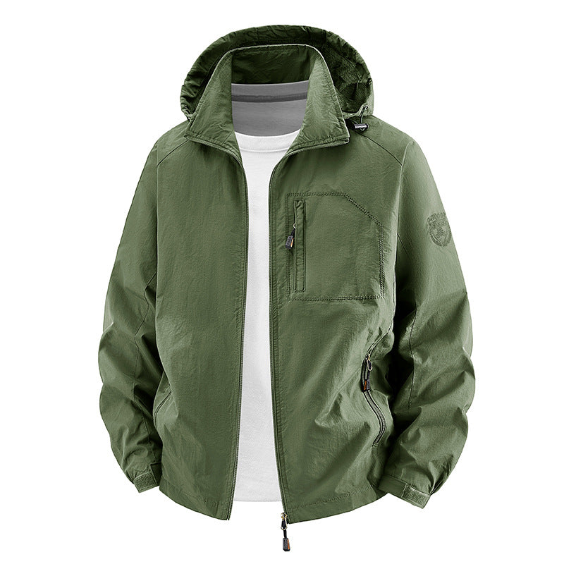 Unisex nan leichte wasserdichte Outdoorjacke mit Kapuze und wasserdichten Reißverschlusstaschen Echo Archiv