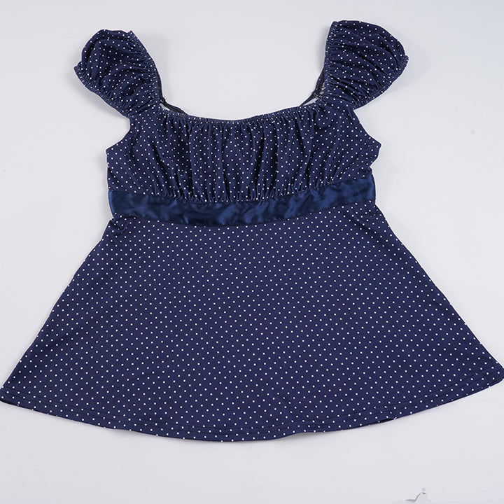 Damen luftiges Polka-Dots Blusenshirt mit schickem Rüschenkragen Echo Archiv