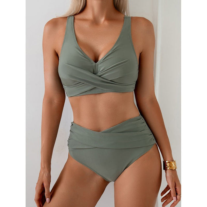 Damen Hochtailliertes Bikini-Set mit gerafftem Oberteil und verstärktem Bund Echoarchiv