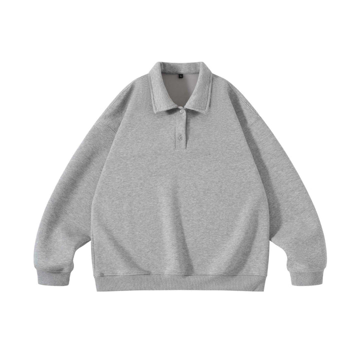 Unisex Oversize-Henley-Polo-Sweatshirt mit Kentkragen, Raglanärmeln und Rippbündchen Echoarchiv