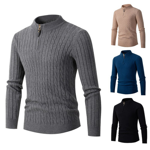 Herren eleganter Rollkragenpullover mit strukturiertem Zopfmuster Echoarchiv