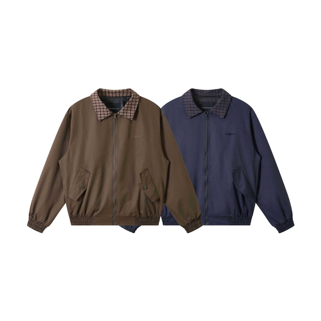 Herren Oversize‑Blousonjacke mit Karokragen und aufgesetzten Pattentaschen Echoarchiv
