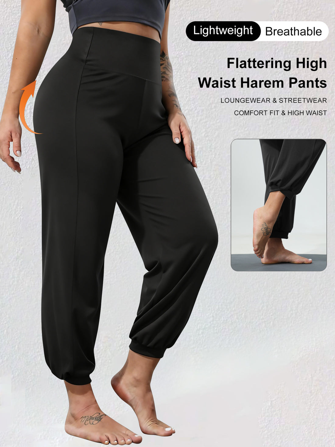 Damen Harem-Loungehose mit hoher Taille, taillierendem Schnitt und elastischen Bündchen – Avélisse
