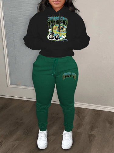 Herren Hoodie- und Jogginghose-Set mit avantgardistischem Grafikdesign und bequemer Passform Echoarchiv