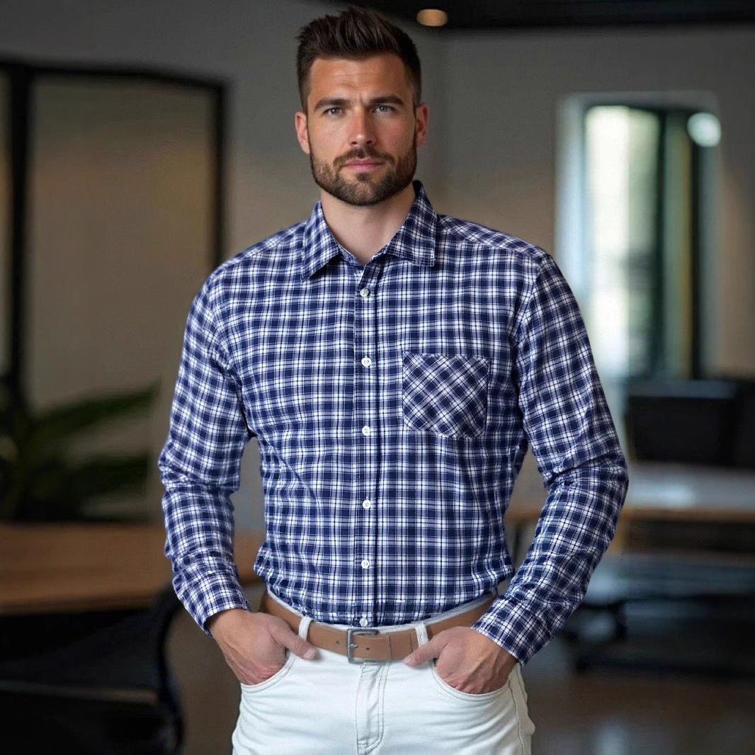 Herren modernes Karohemd mit Brusttasche und bequemer Passform Echoarchiv