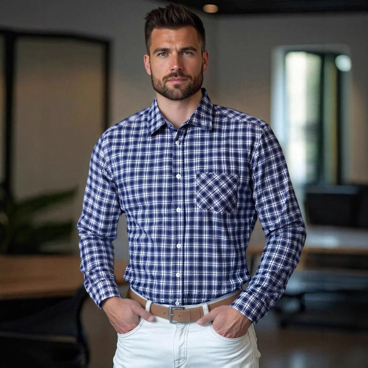 Herren modernes Karohemd mit Brusttasche und bequemer Passform Echoarchiv