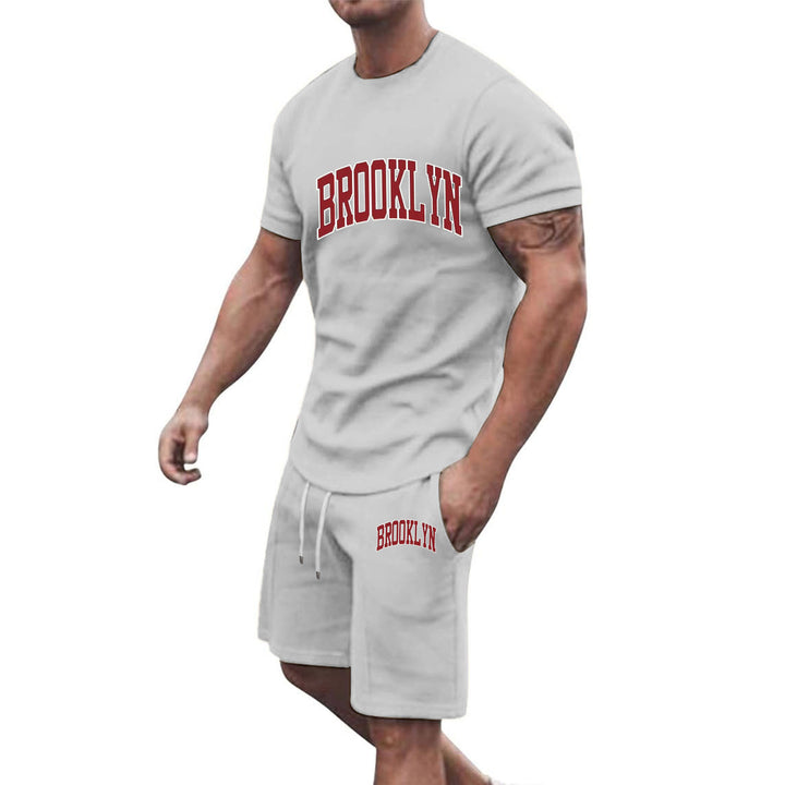 Herren Sportliche Baumwoll-Kurzarm-Pullover und Shorts Set Echoarchiv