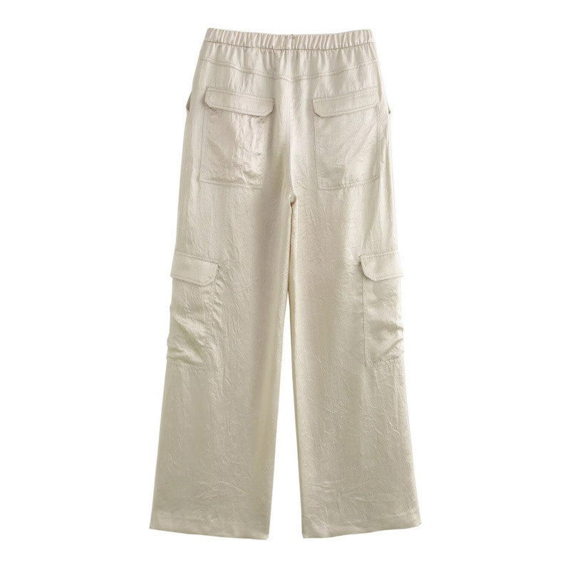 Damen Weite Cargo-Hose mit elastischem Bund und aufgesetzten Klappentaschen Echo Archiv