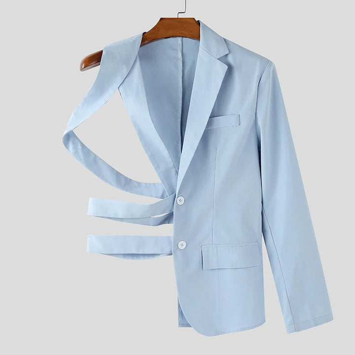 Damen nan asymmetrischer Blazer mit Riemendetails und Reverskragen Echo Archiv