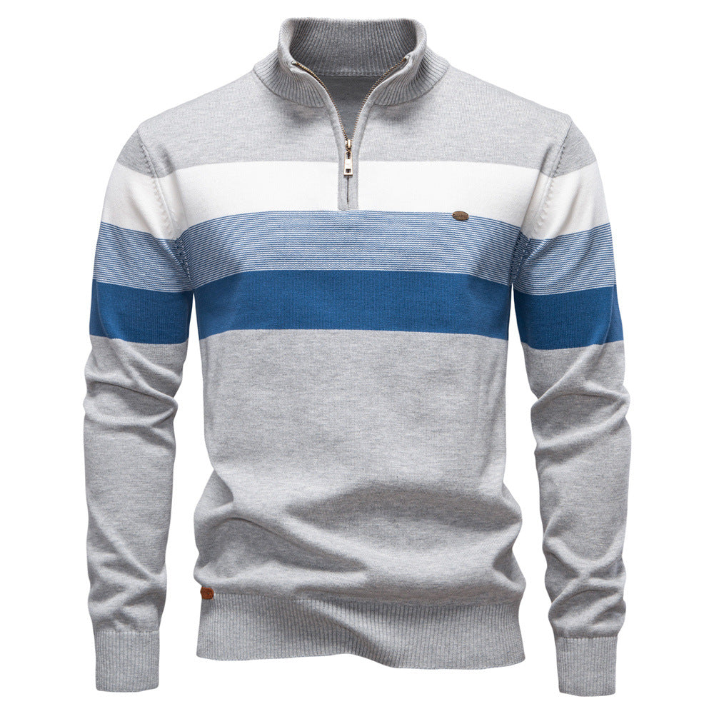 Herren Sweatpullover mit modernem Kurzreißverschluss und stilvollen Farbblockstreifen Echoarchiv