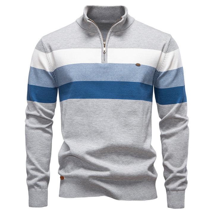 Herren Sweatpullover mit modernem Kurzreißverschluss und stilvollen Farbblockstreifen Echoarchiv