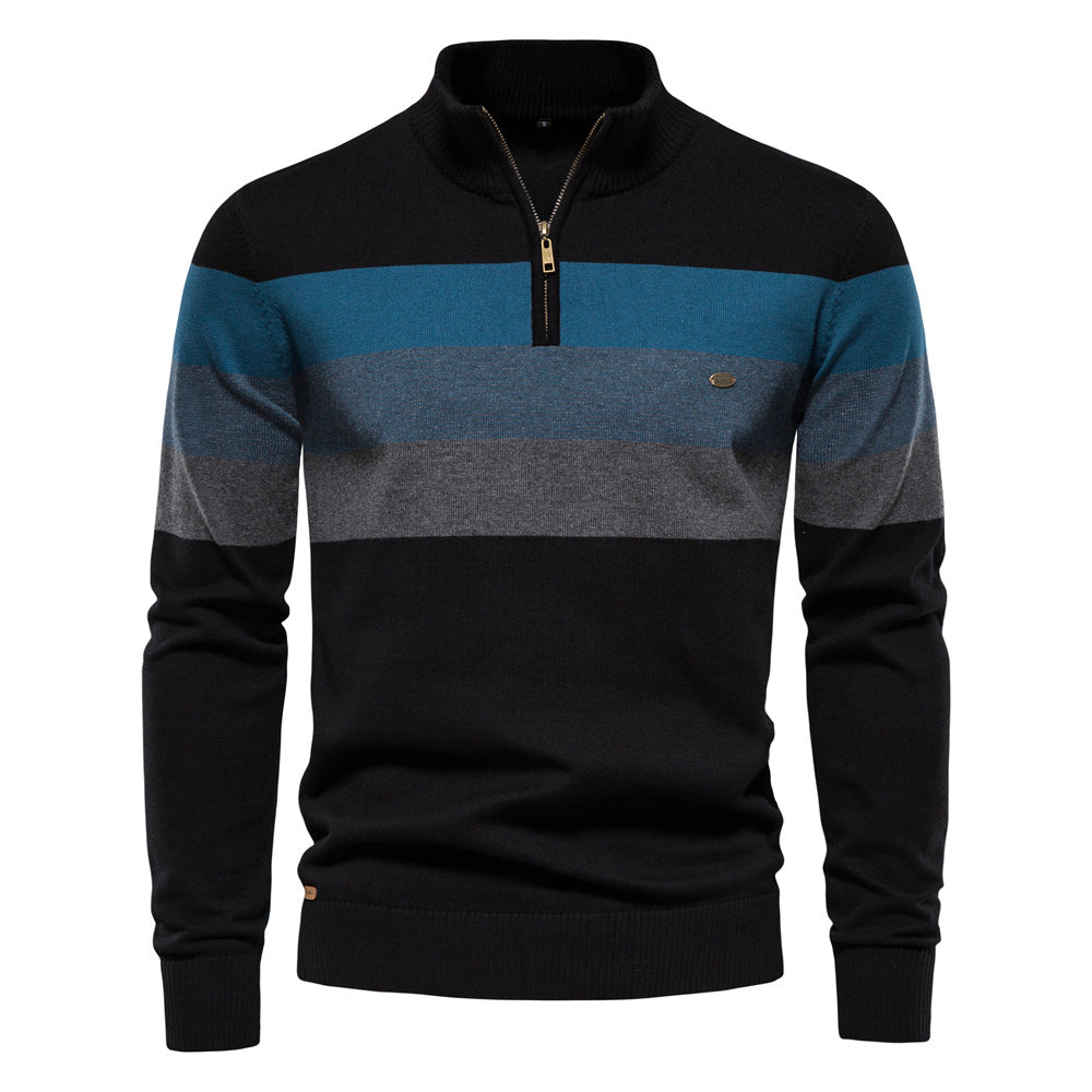 Herren Sweatpullover mit modernem Kurzreißverschluss und stilvollen Farbblockstreifen Echoarchiv