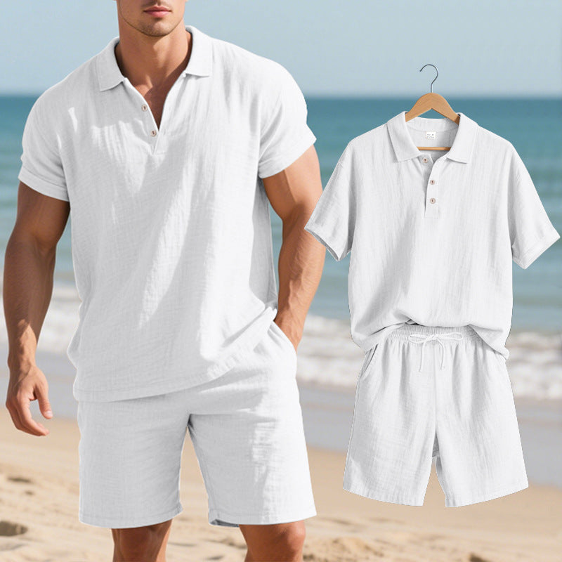 Herren lässiges Sommeroutfit mit Kurzarm-Polo und Shorts Echoarchiv