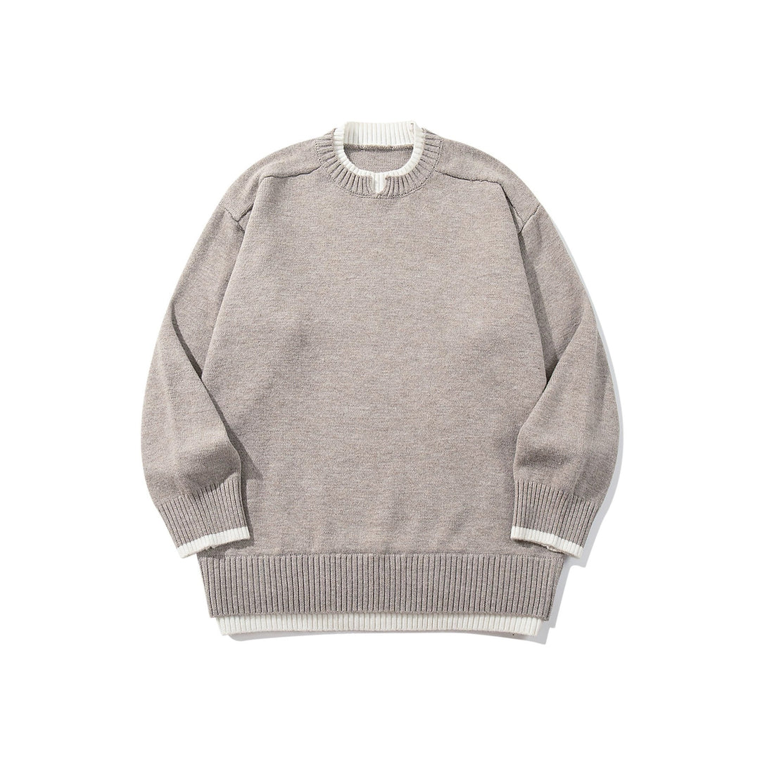 Damen Oversize‑Strickpullover mit kontrastiertem Rippkragen und verlängertem Bund Echoarchiv