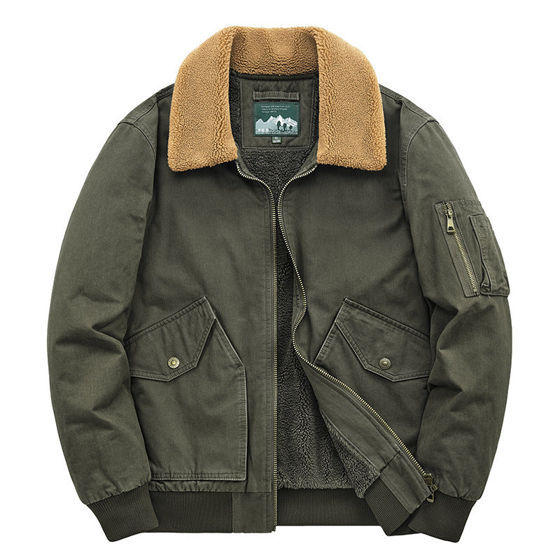 Herren Thermo-gefütterter Pilotenblouson aus robustem Canvas mit Sherpa-Innenfutter und Kunstfellkragen Echo Archiv