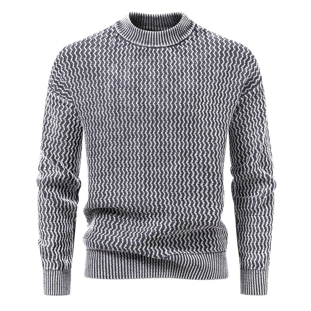 Herren Strukturierter Feinstrick-Pullover mit Stehkragen und Zickzackmuster Echo Archiv
