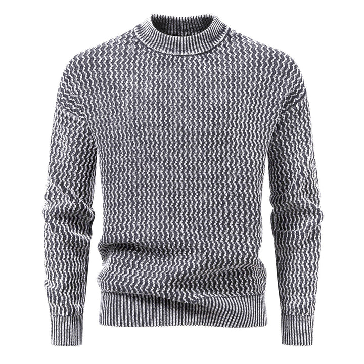 Herren Strukturierter Feinstrick-Pullover mit Stehkragen und Zickzackmuster Echo Archiv