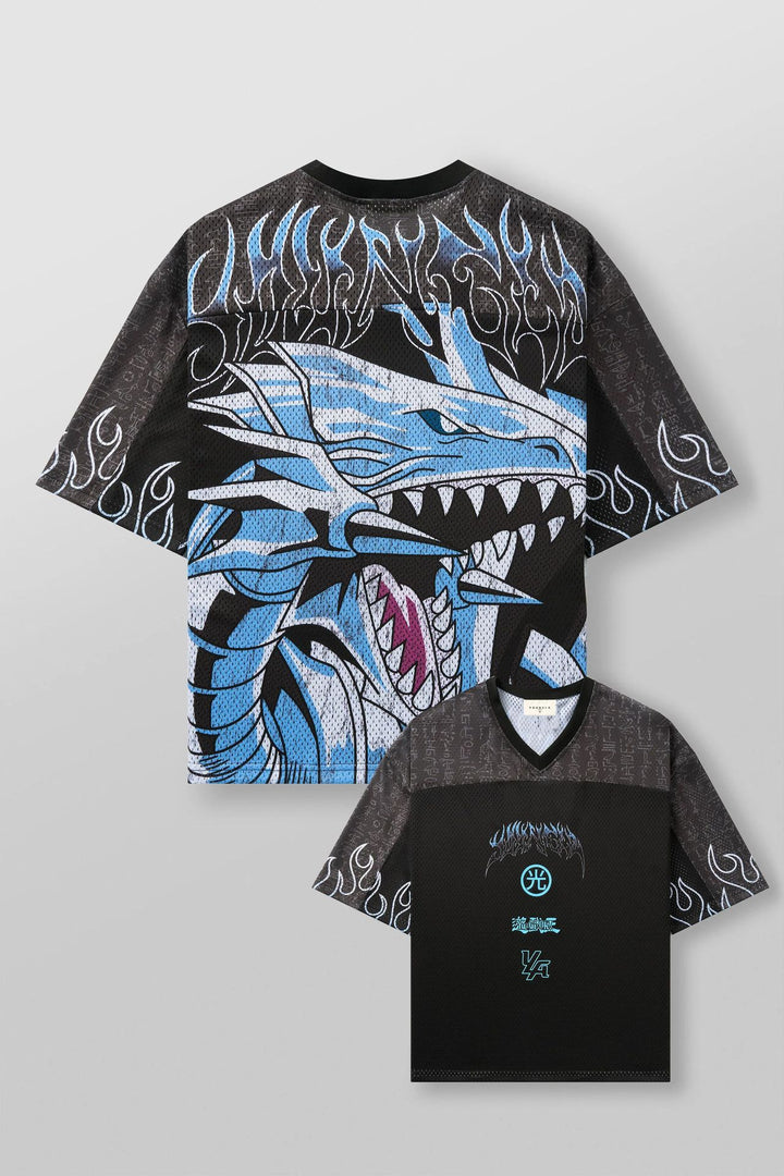 Unisex nan atmungsaktives Netz-Jersey mit großflächigem Anime-Print und V-Ausschnitt Echo Archiv