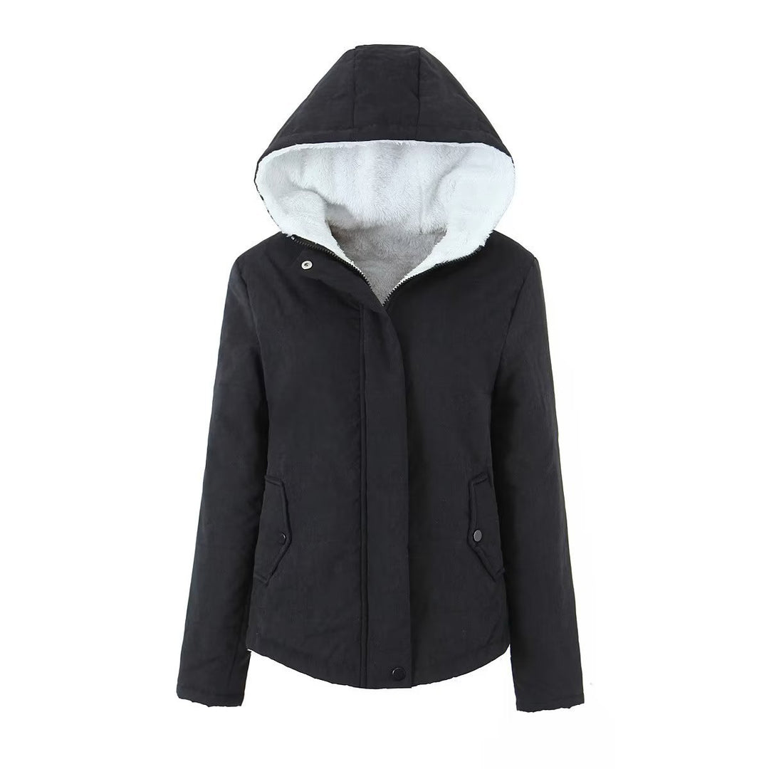 Damen Gepolsterte Winterjacke mit Teddyfutter und Kapuze – Avérine