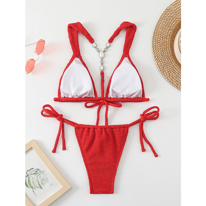 Damen Triangelbikini mit raffinierten Knoten und hochwertigem Häkel-Design Echo Archiv