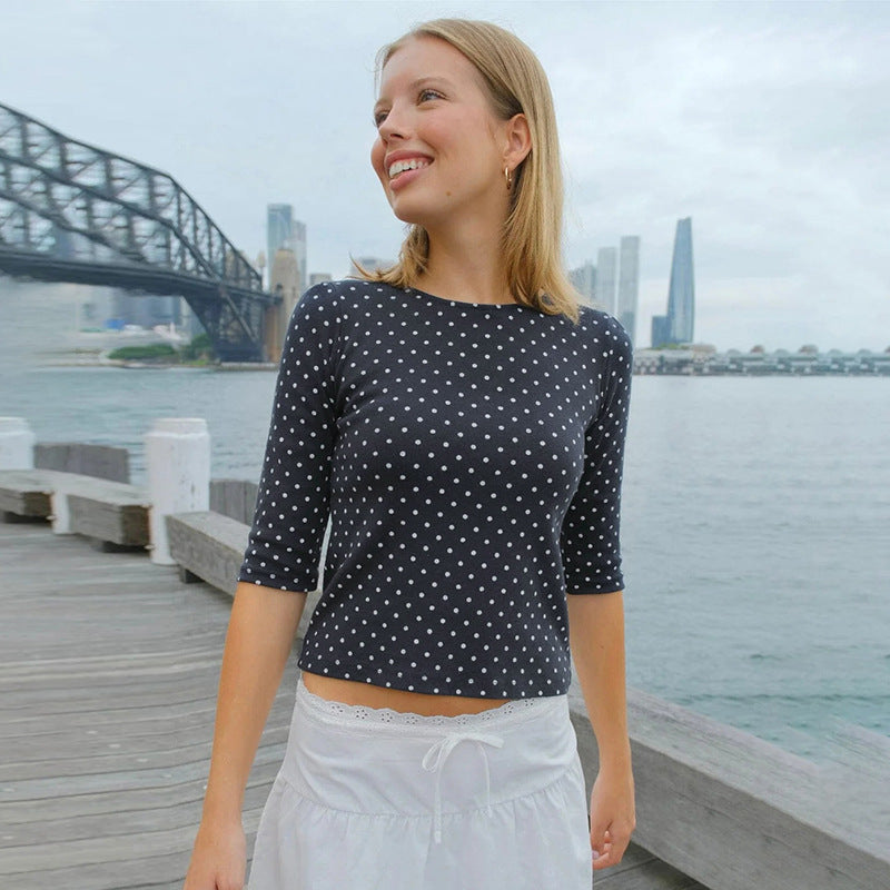 Damen Polka-Dot Langarmshirt mit bequemem Schnitt und modischem Design Echo Archiv