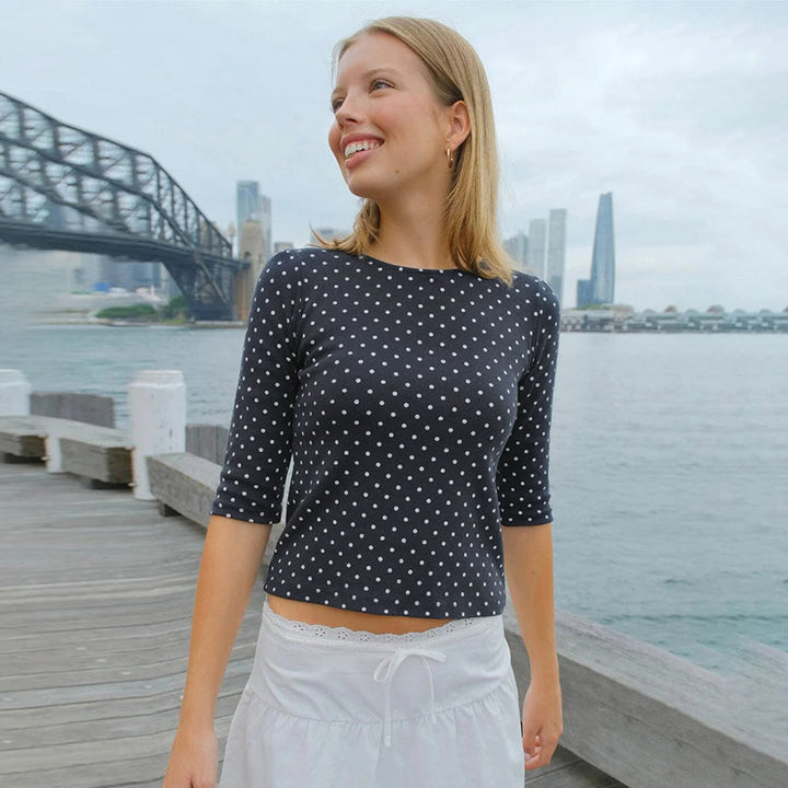 Damen Polka-Dot Langarmshirt mit bequemem Schnitt und modischem Design Echo Archiv