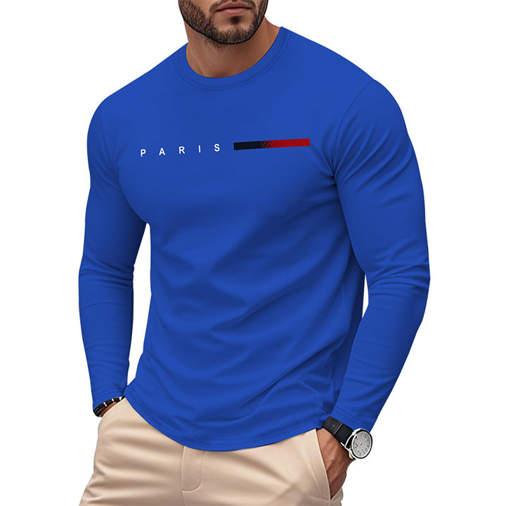 Herren Langarm T-Shirt mit modernem Paris-Druck und elastischem Saum Echoarchiv