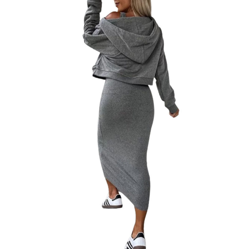 Damen Casual Cropped Feinstrick-Set mit hoch tailliertem Midi-Bleistiftrock und Racerback-Top – Élanora