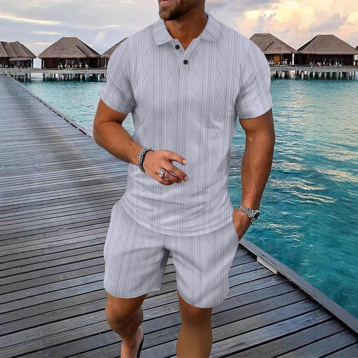 Herren Poloshirt mit strukturiertem Design und Kurzshorts Echoarchiv