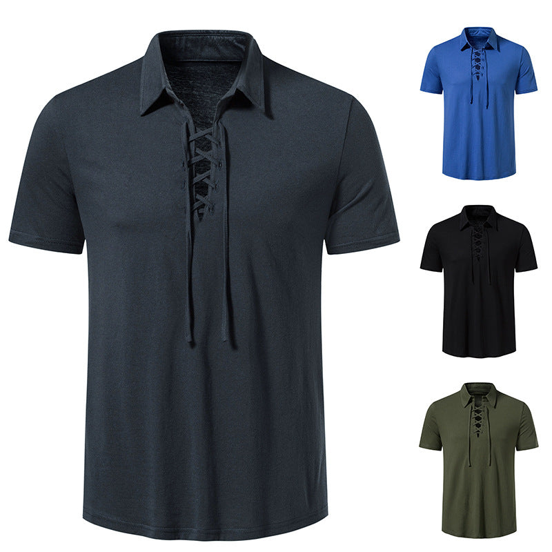 Herren Poloshirt mit modernem Schnürdesign und hochwertiger Baumwollqualität Echoarchiv