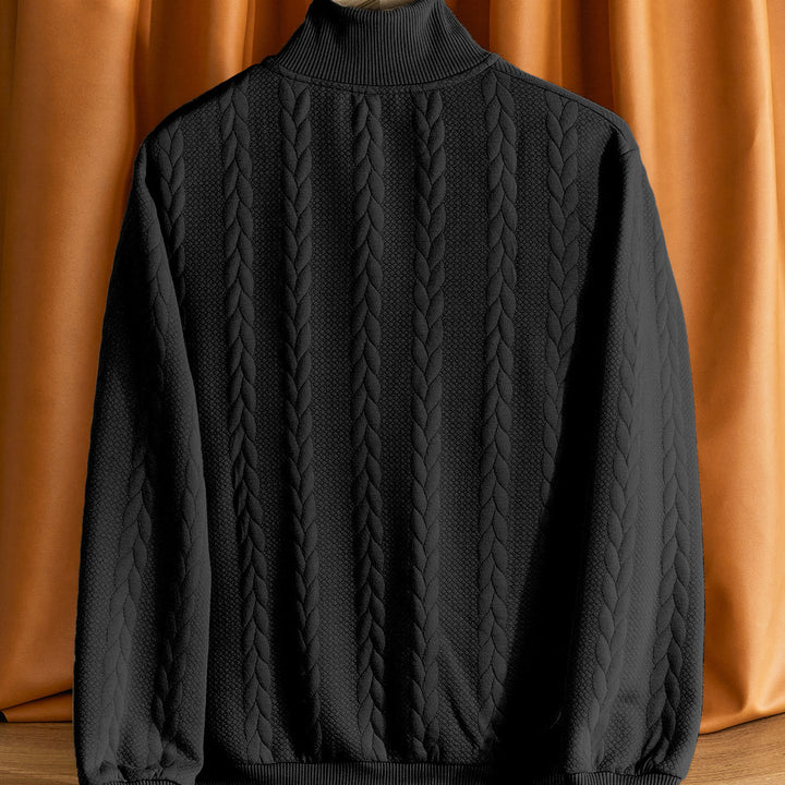 Herren Strickpullover mit hohem Kragen und strukturiertem Design Echoarchiv