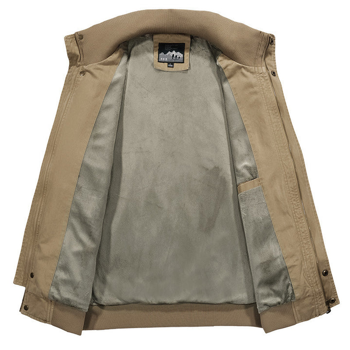 Herren Canvas-Fieldblouson im Military-Stil mit Stehkragen und Epauletten – Taviero