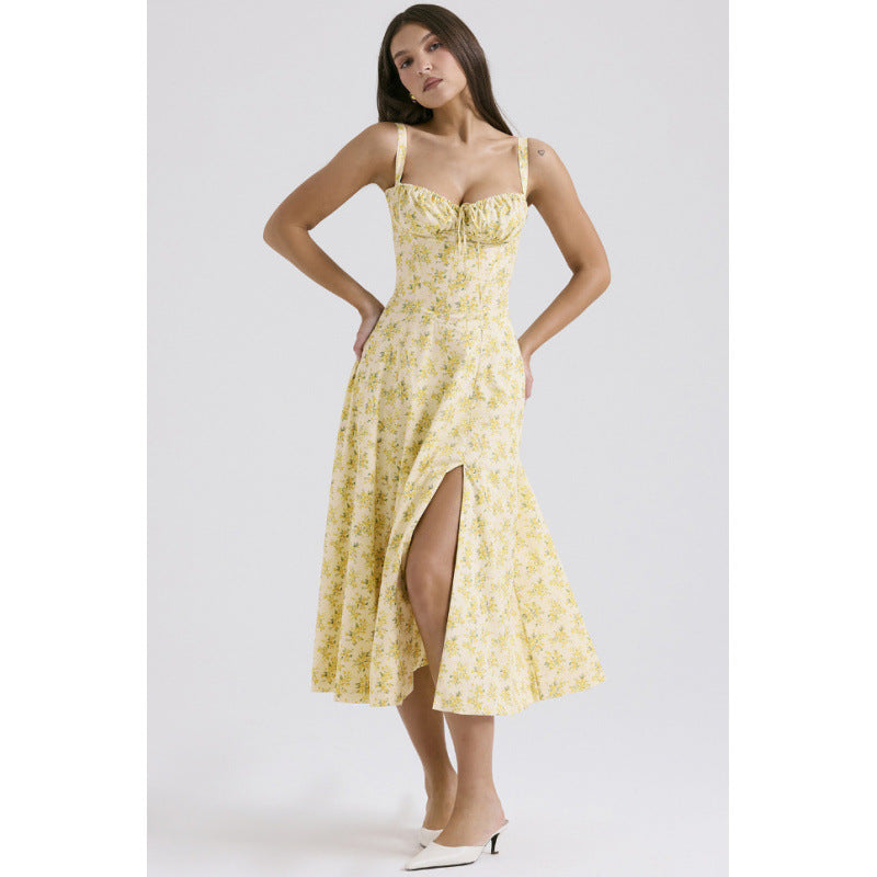 Damen Maxikleid mit floralem Design und elegantem Schlitz Echo Archiv