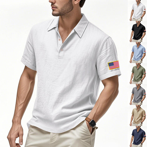 Herren Poloshirt mit strukturiertem Design und Kontrastknopf Echoarchiv