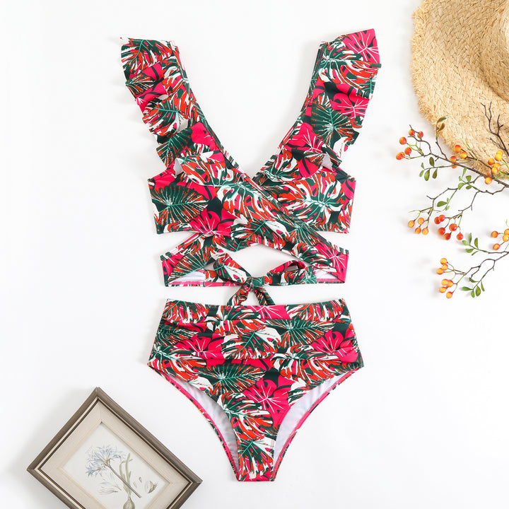 Damen Cropped Bikini-Set mit verspieltem Rüschendesign und elegantem Bindeträgersystem Echo Archiv