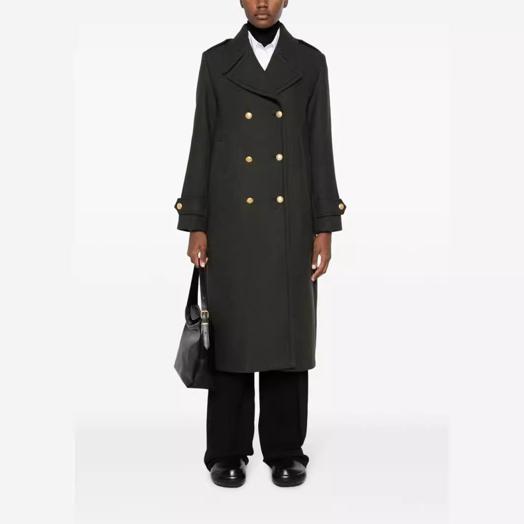 Damen Doppelreihiger Oversize-Wollmix-Mantel mit markantem Revers und verstellbaren Manschetten Echoarchiv