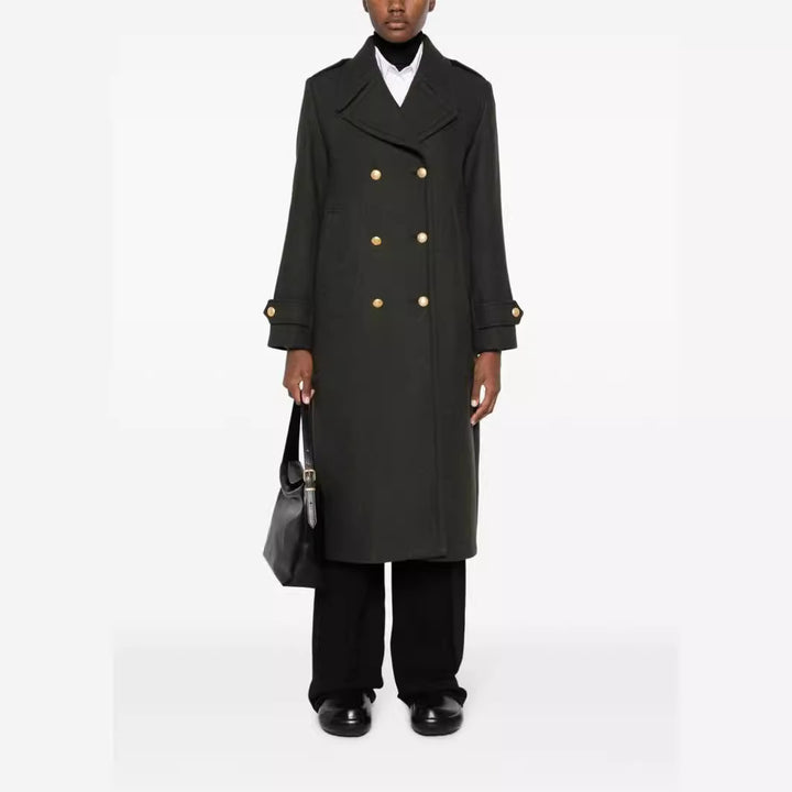 Damen Doppelreihiger Oversize-Wollmix-Mantel mit markantem Revers und verstellbaren Manschetten Echoarchiv