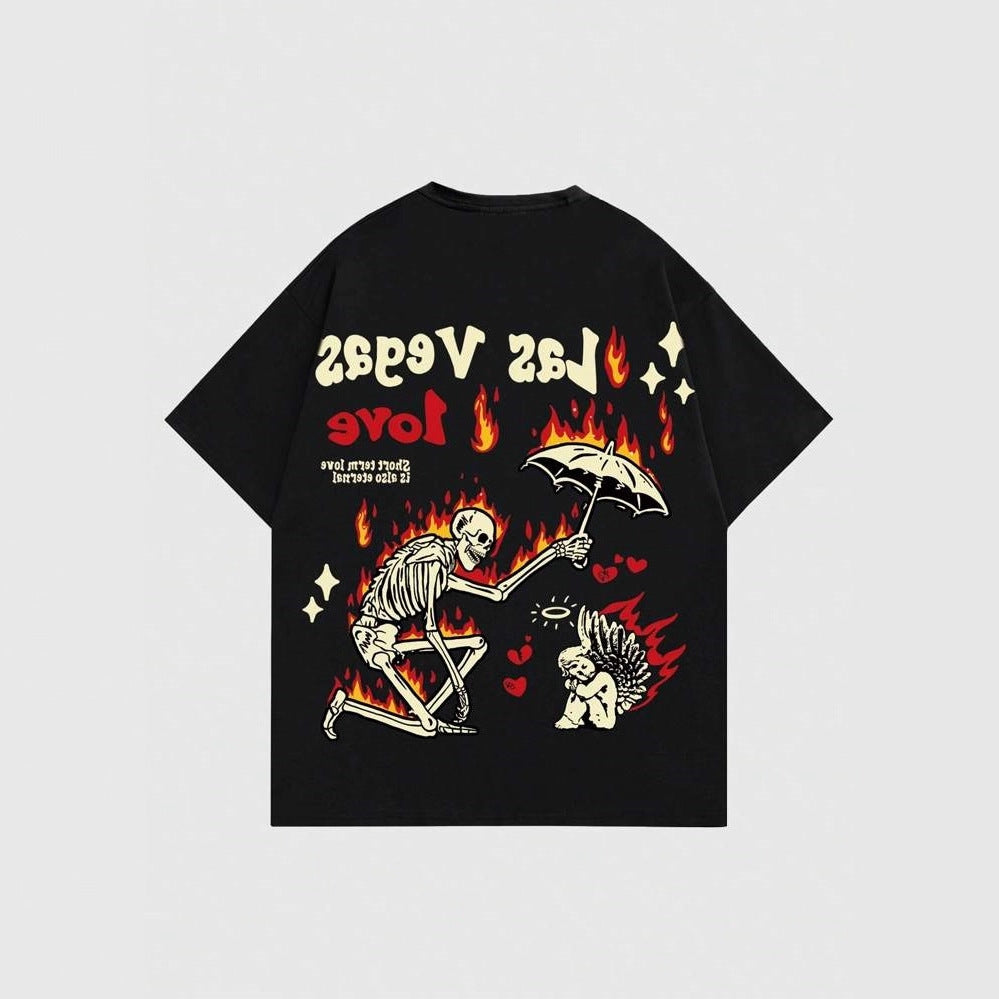 Damen Grafik T-Shirt mit einzigartigem Skelettmotiv und lebhaftem Druck Echo Archiv