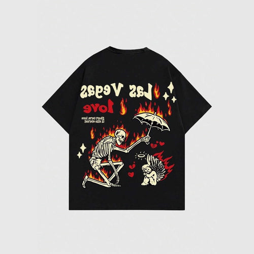 Damen Grafik T-Shirt mit einzigartigem Skelettmotiv und lebhaftem Druck Echo Archiv