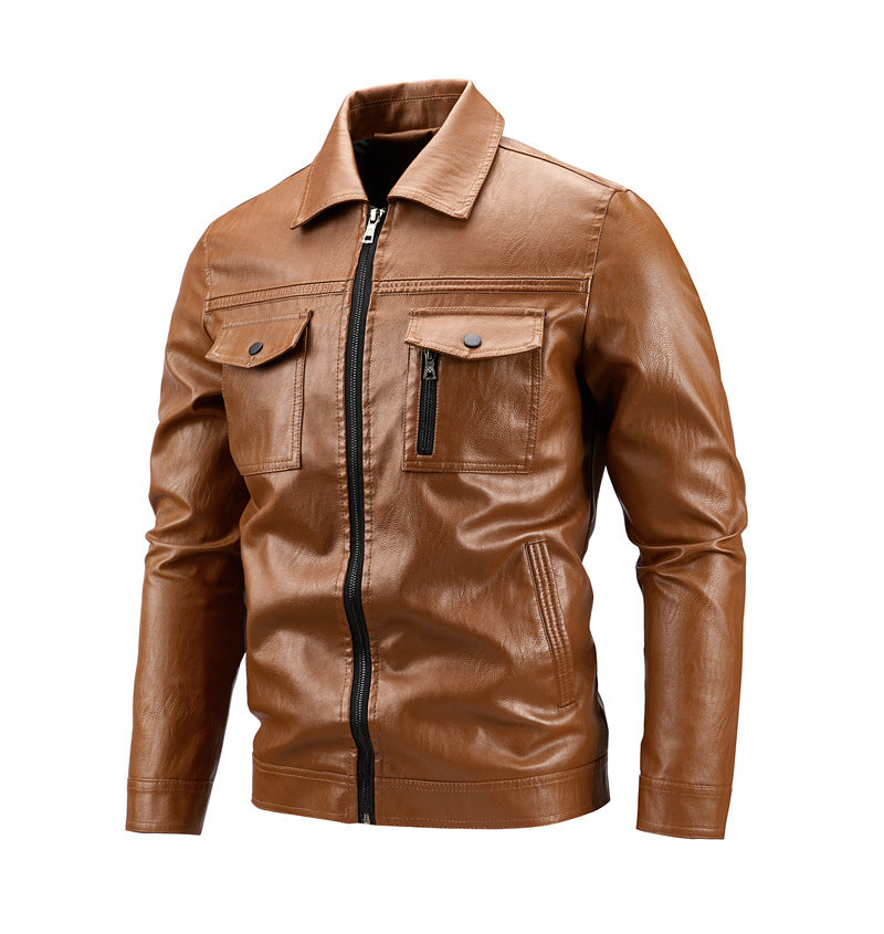 Herren hochwertige Kunstlederjacke mit praktischen Taschen Echoarchiv