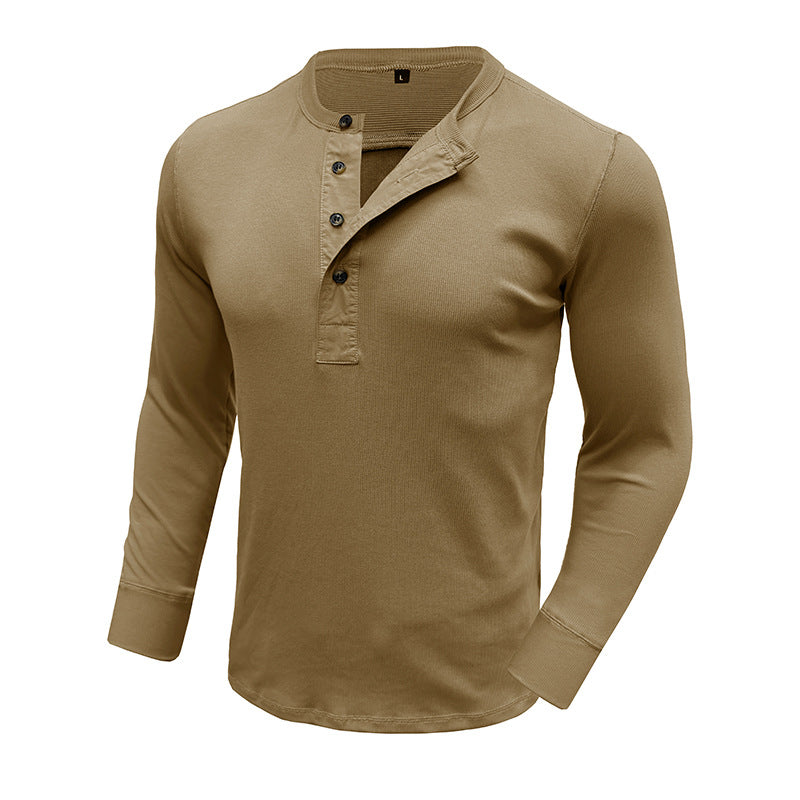 Herren Langarm-Henley-Shirt mit modischer Knopfleiste Echoarchiv