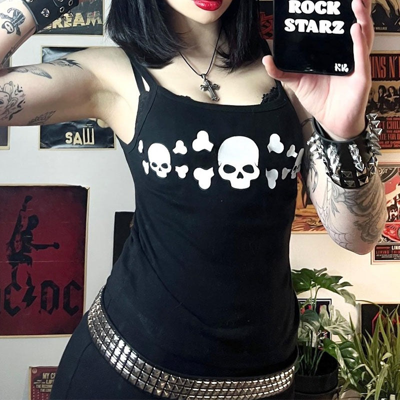 Damen Tanktop mit auffälligem Totenkopf-Design Echo Archiv