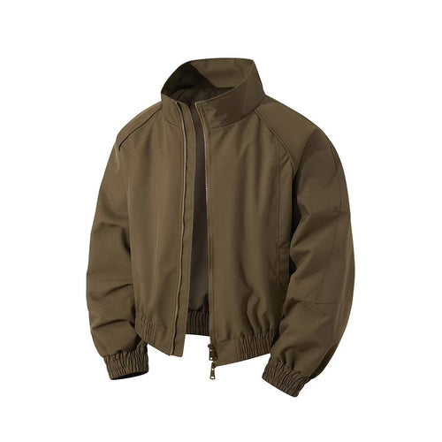 Leichte Windjacke für Herren mit hohem Kragen, Zwei-Wege-Reißverschluss und elastischem Kordelzug in der Taille – Brevano