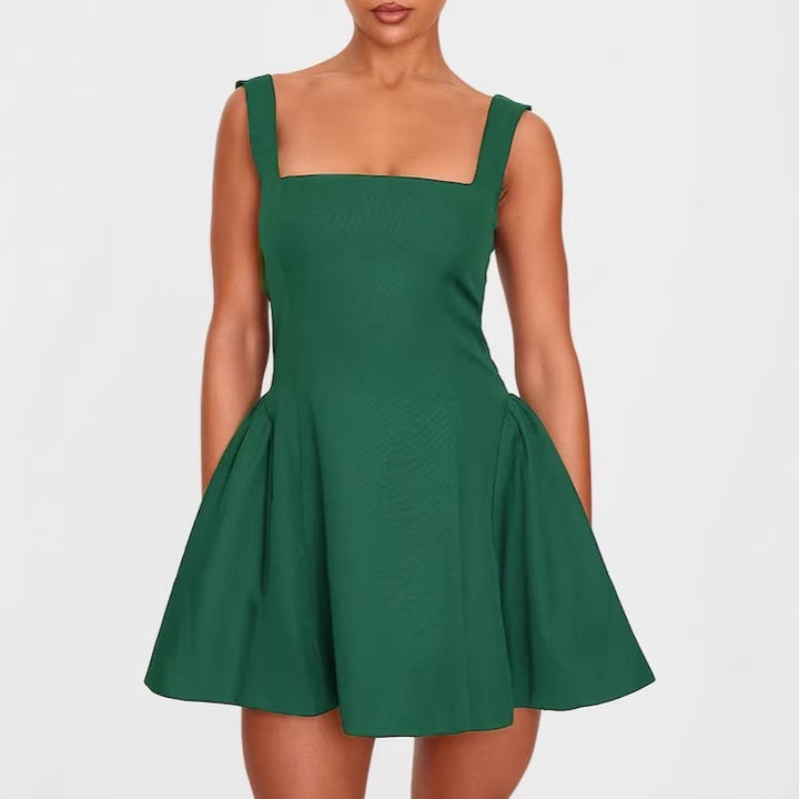 Damen A-Linien Kleid mit quadratischem Ausschnitt und angeschnittenen Taschen Echo Archiv