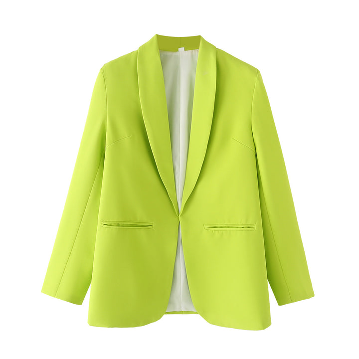 Damen eleganter Longblazer mit Schalkragen, unstrukturiertem Fall und paspelierten Leistentaschen – Valéne