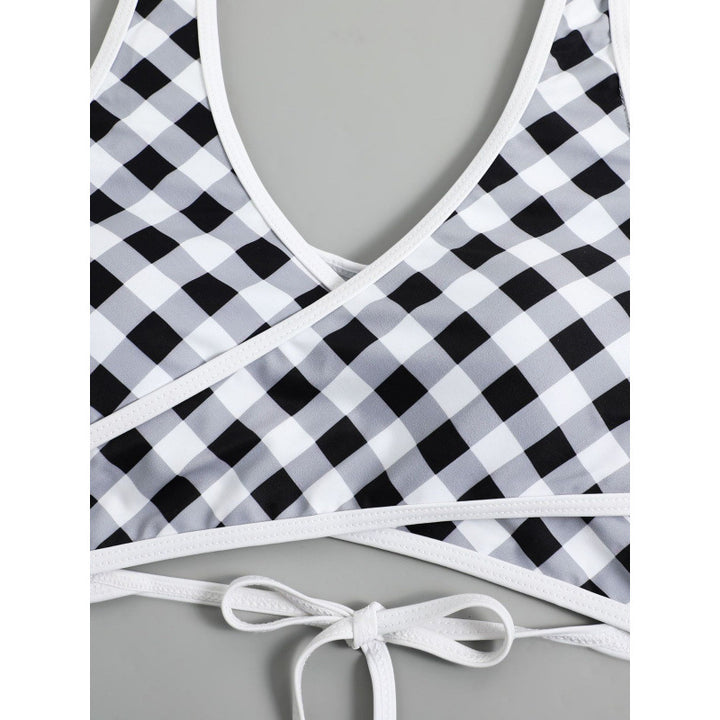 Damen Triangel-Bikini mit modernem Wickel-Design und verspieltem Karomuster Echo Archiv