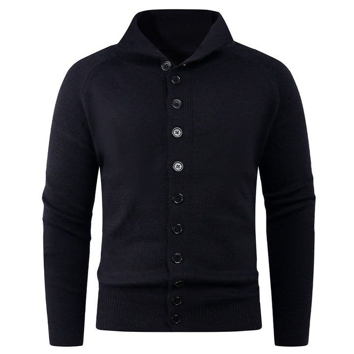 Herren Strickpullover mit hohem Kragen und Knopfverschluss Echoarchiv
