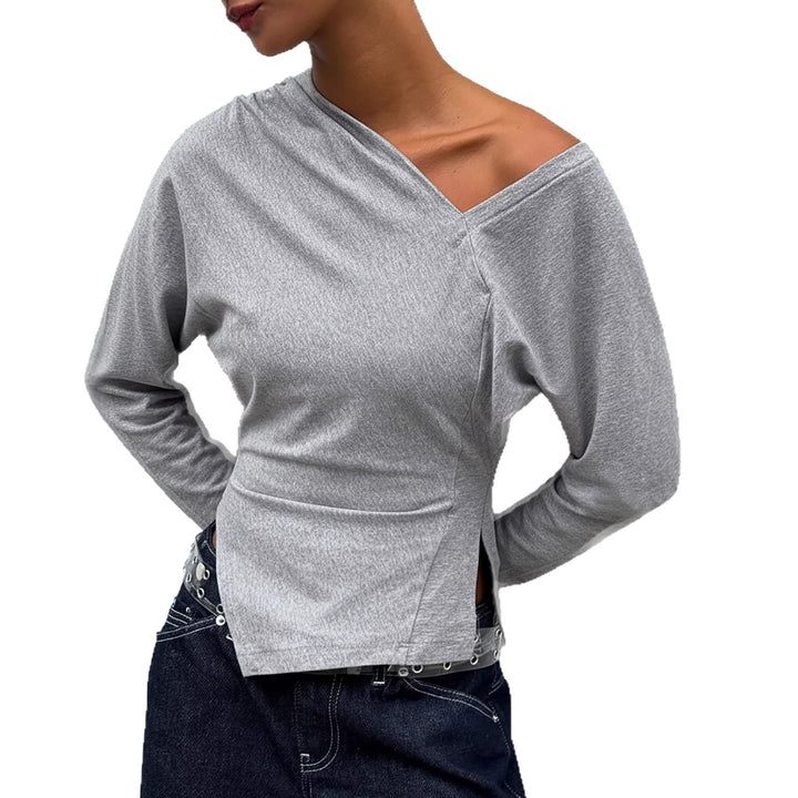 Damen Asymmetrisches Ein-Schulter-Longsleeve aus Stretch-Jersey mit taillierter Silhouette – Avérine