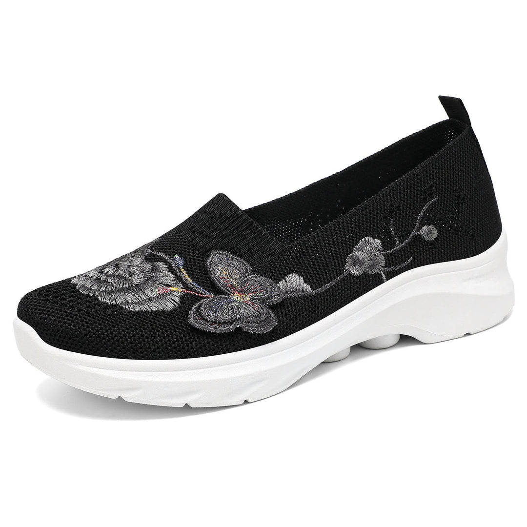 Damen Elegante Slip-On Sneakers mit floralen Stickereien Echo Archiv