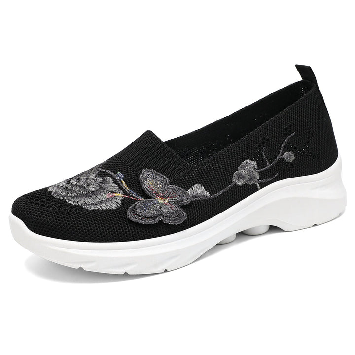 Damen Elegante Slip-On Sneakers mit floralen Stickereien Echo Archiv